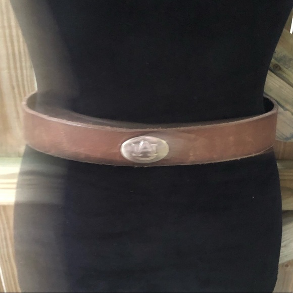 Zep-Pro Auburn Full Grain Leather Belt with Silver Metal AU Conchos Size L - Picture 3 of 6